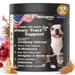 Petnanny urinary tract support soft chews for dogs, 120 count, formulated with cranberry extract, DL-Methionine, astragalus, nettle root & D-Mannose to support canine urinary tract, bladder health and immune function